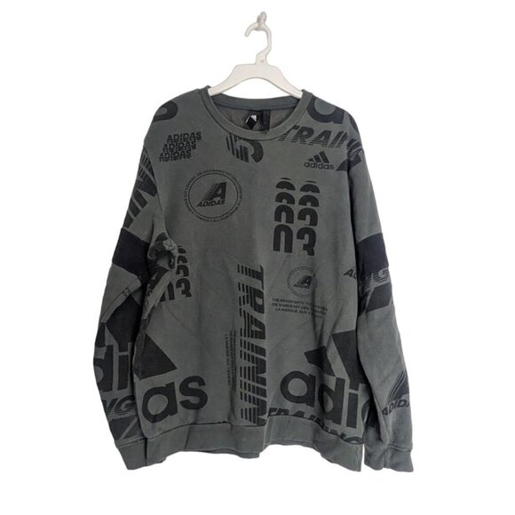 Adidas Men's Post Game All Over Print Crew Sweatshirt FK1754 Gray Size XL - Picture 1 of 6